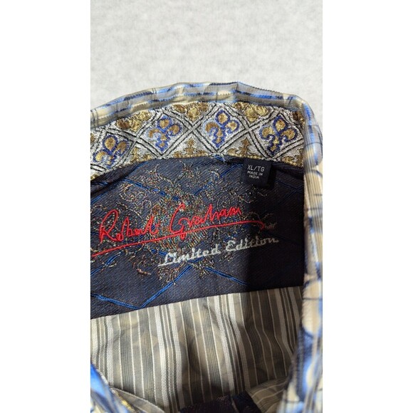 Robert Graham Men Dress Shirt XL Limited Edition 599/700 Flip Cuff Geo Grid - Picture 7 of 13